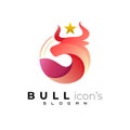Bull symbol with star above, simple vector Royalty Free Stock Photo