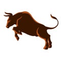 Bull. Symbol of year 2021.Greeting card. Vector illustration.