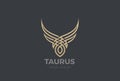 Bull Taurus silhouette Logo vector Linear. Steak h