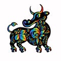 bull, taurus with ethnic russian rainbow gradient, symbol, vector illustration eps 10