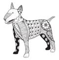 Bull terrier dog zentangle stylized, vector, illustration, freehand pencil, hand drawn, pattern. Zen art. Black and white Royalty Free Stock Photo