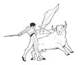 Bull and toreador, spanish corrida vector art Royalty Free Stock Photo