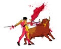 Bull and toreador, spanish corrida vector art