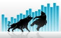 Bull versus Bear Graph Royalty Free Stock Photo