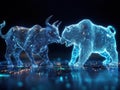 Bull vs Bear, The Digital Showdown in the World of Finance Royalty Free Stock Photo