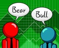 Bull Vs Bear Market Men Means Profit Or Loss Investment Trading 3d Illustration