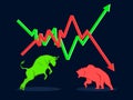 Bull vs bear symbol of stock market trend. vector illustration Royalty Free Stock Photo