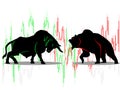 Bull vs bear symbol of stock market trend on white background Illustration Royalty Free Stock Photo