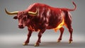 bull on a white A red and yellow flaming bull that flickers