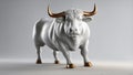 bull on white A small and round fiery bull that moves slowly with gold horns and hoofs