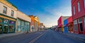 Bullard Street in downtown Silver City, New Mexico, looking north early on a summer morning Royalty Free Stock Photo