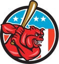 Bulldog Baseball Batting USA Circle Cartoon Royalty Free Stock Photo