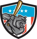 Bulldog Baseball Batting USA Crest Cartoon Royalty Free Stock Photo