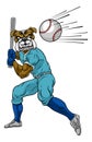 Bulldog Baseball Player Mascot Swinging Bat Royalty Free Stock Photo