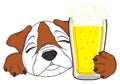 Bulldog with beer