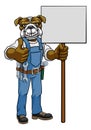 Bulldog Cartoon Mascot Handyman Holding Sign Royalty Free Stock Photo