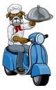 Bulldog Chef Scooter Delivery Mascot