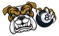 Bulldog Dog Angry Pool Billiards Mascot Cartoon