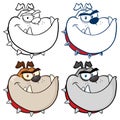 Bulldog Dog Head Cartoon Mascot Character. Collection