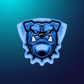 Bulldog head esport mascot emblem logo. Baseball, basketball, gaming logo illustration Royalty Free Stock Photo