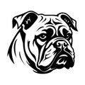 Bulldog head silhouette icon in black color. Vector template for tattoo or laser cutting