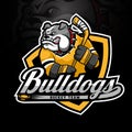 bulldog mascot ice hockey logo design vector with modern illustration Royalty Free Stock Photo