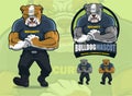 Bulldog Mascot for Security Company with optional skin colors