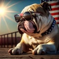 bulldog near us traveling with fancy sun glass