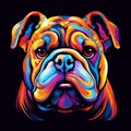 Colorful Bulldog Portrait: Vibrant Illustration With Bold Graphic Design Elements