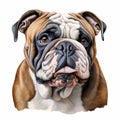 Realistic Colorful Bulldog Drawing On White Background