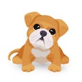 Bulldog puppy cute toy in white and beige color vector