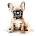 Bulldog. Realistic watercolor dog illustration. Funny doggy drawing template. Art for card, poster and other