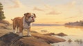 Nostalgic Bulldog Puppy Illustration By Tyler Walpole