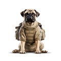 Bulldog Wearing American Army Uniform, Generative AI