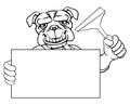 Window Cleaner Bulldog Car Wash Cleaning Mascot