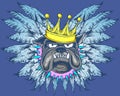 Bulldog with wings and crown