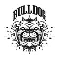 Bulldog word hand lettering vintage logo mascot monochrome