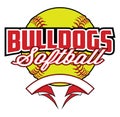 Bulldogs Softball Design With Banner and Ball Royalty Free Stock Photo