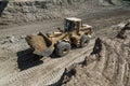 Bulldozer in action in a quarry