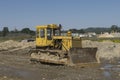 Bulldozer at building construction site