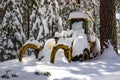 Bulldozer Covered In Wet Winter Snow