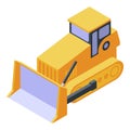 Bulldozer cawler machine icon, isometric style