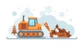 Bulldozer clearing snow, symbolizing construction or winter work. vector design Generative AI Royalty Free Stock Photo