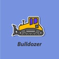 Bulldozer color flat icon. Royalty Free Stock Photo