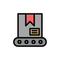 Bulldozer, Construction, Crane Flat Color Icon. Vector icon banner Template