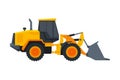 Bulldozer Construction Machinery, Heavy Special Transport, Service Vehicle, Side View Flat Vector Illustration Royalty Free Stock Photo