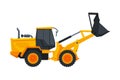 Bulldozer Construction Machinery, Heavy Special Transport, Side View Flat Vector Illustration Royalty Free Stock Photo