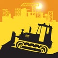 Bulldozer, Construction power machinery work on construction site Royalty Free Stock Photo