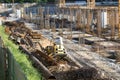 Bulldozer in a construction site in Bucharest