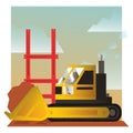 Bulldozer at construction site. Vector illustration decorative design Royalty Free Stock Photo